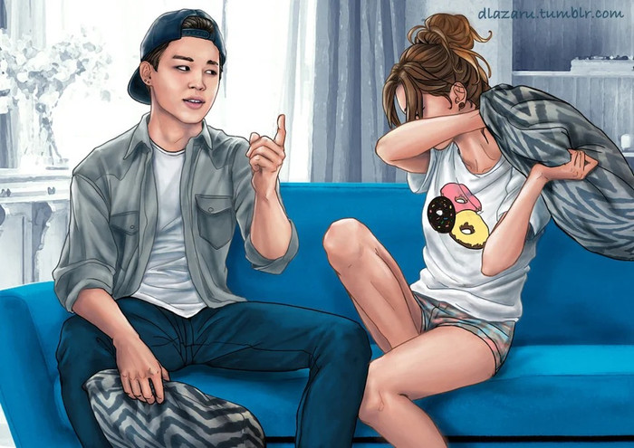 ARMY xôn xao trước loạt fanart tình tứ 'BTS và cuộc sống ngọt ngào bên bạn gái' Ảnh 20