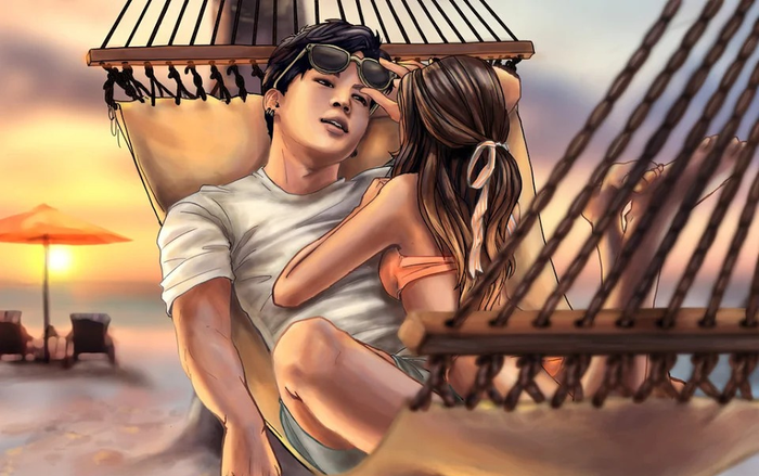 ARMY xôn xao trước loạt fanart tình tứ 'BTS và cuộc sống ngọt ngào bên bạn gái' Ảnh 2