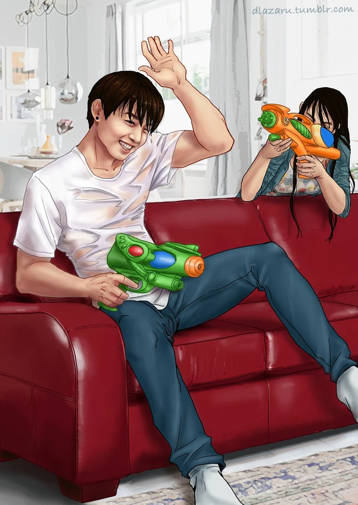 ARMY xôn xao trước loạt fanart tình tứ 'BTS và cuộc sống ngọt ngào bên bạn gái' Ảnh 24