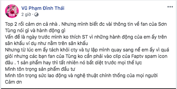 Đang yên đang lành, fan Sơn Tùng phải 'nổi trận lôi đình' vì cho rằng Thái Vũ ( FAPTv) cà khịa 'Sky' Ảnh 5