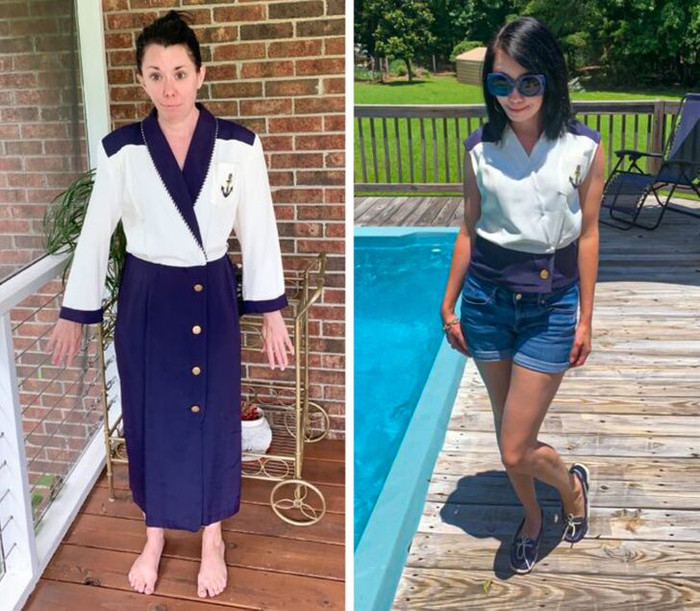 Với Jillian Owens, chiếc váy này vốn là một ‘món hời’. Nhưng kiểu dáng đã quá cũ nên cô sửa thành áo ba lỗ. 