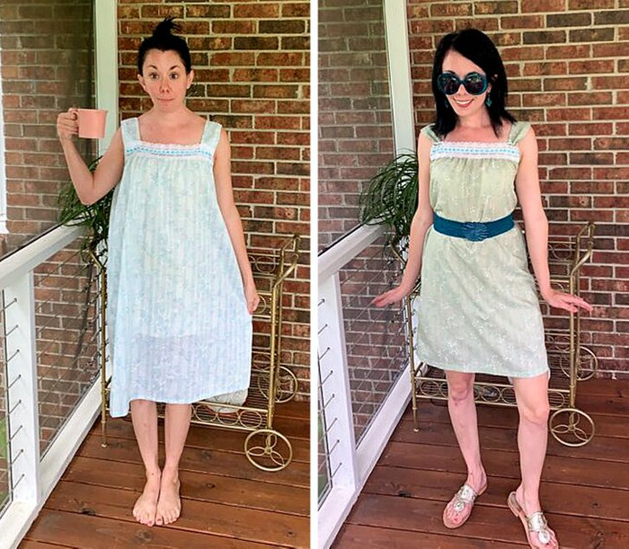 Mẹo đơn giản nhất của Jillian Owens khi muốn xử lý một chiếc váy quá khổ là thêm thắt lưng. 