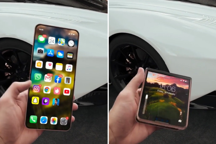 iPhone gập được cho là sẽ có một màn hình phụ bên ngoài với kích thước khá nhỏ, đây là nơi tích hợp các thành phần của Face ID. (Ảnh: Iskander Utebayev)