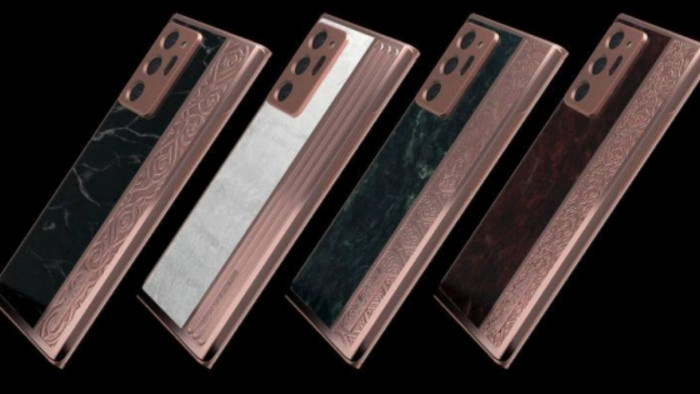 Bốn phiên bản Galaxy Note20 Ultra này đều được chế tác bằng chất liệu sang trọng, gồm đá cẩm thạch và vàng hồng. (Ảnh: Caviar)