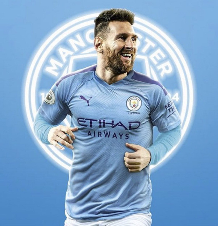 Messi khoác chiếc áo Man City cũng hợp đấy chứ? Nếu về Etihad, Messi sẽ tái hợp người thầy cũ Pep Guardiola.
