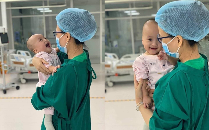 Xúc động khoảnh khắc Trúc Nhi - Diệu Nhi cười tíu tít khi được mẹ bồng bế trên tay Ảnh 2