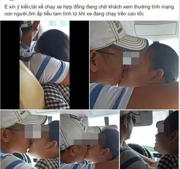 Hình ảnh gây phản cảm của nam tài xế và cô nhân tình. Ảnh cắt từ clip