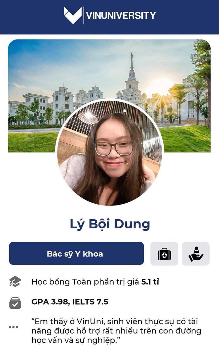 Lý Bội Dung - Bác sỹ Y khoa - Học bổng toàn phần trị giá 5,1 tỉ đồng. GPA 3.98, IELTS 7.5