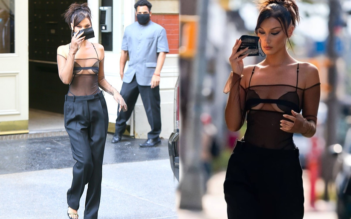 Bella Hadid nổi bật với phong cách sát thủ diện kiểu áo mỏng đến mức vòng 1 gần như muốn lộ hết Ảnh 2