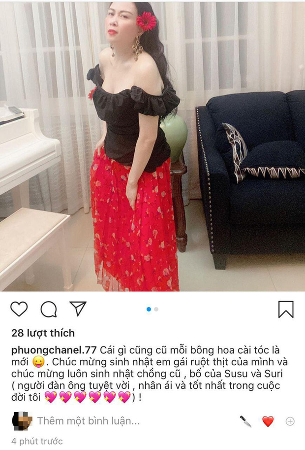 Phượng Chanel đăng hình kèm lời chúc mừng sinh nhật em gái và sinh nhật chồng cũ