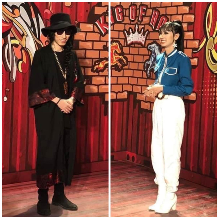 Hình ảnh gây chú ý của Chị Cả và Lynk Lee tại khu vực hậu trường phỏng vấn.