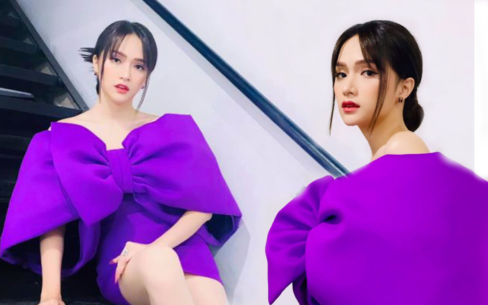 Hương Giang được ví như minh tinh điện ảnh trong chiếc nơ siêu to tím lịm tìm sim Ảnh 2