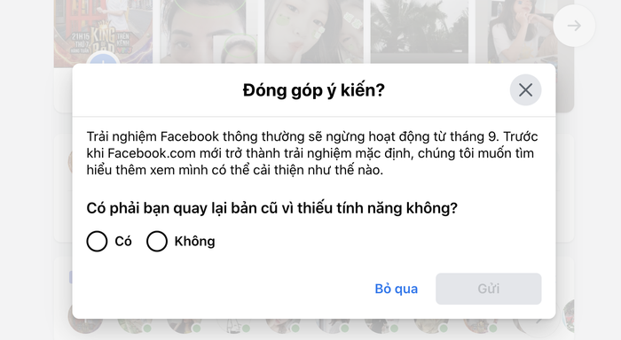 Bắt đầu từ tháng 9 này, tất cả người dùng Facebook sẽ phải chuyển sang giao diện mới vì giao diện cũ sẽ bị không còn được hỗ trợ. (Ảnh chụp màn hình)
