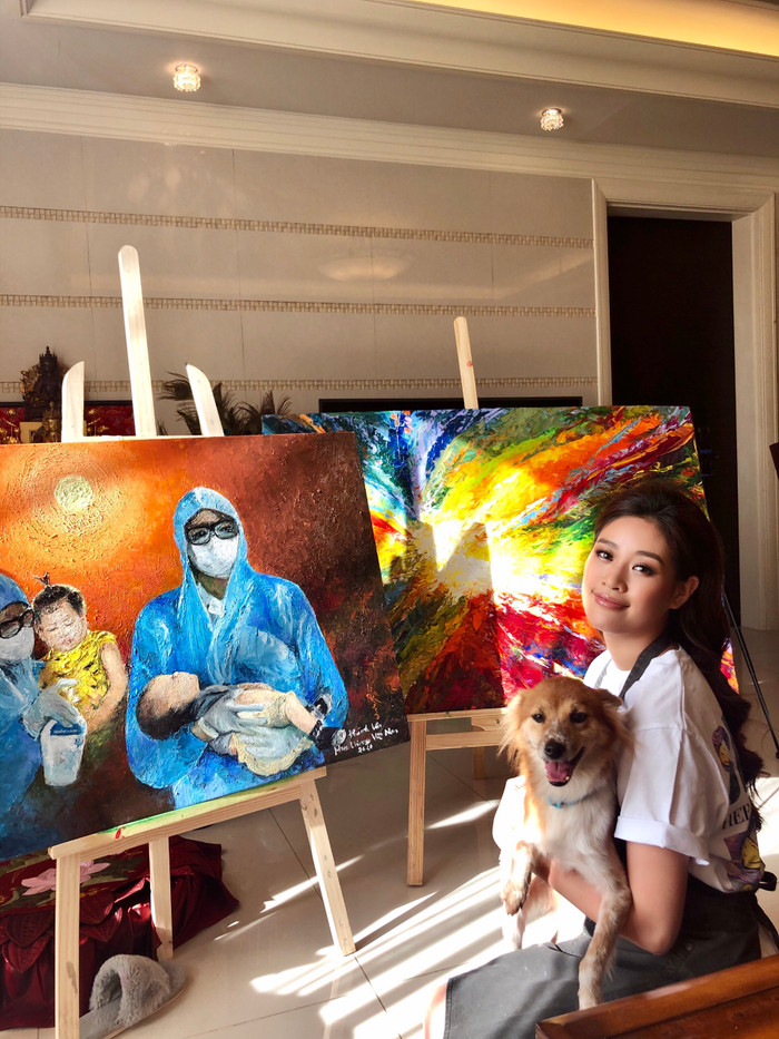 Xúc động trước bức ảnh ý nghĩa hoa hậu Khánh Vân cùng bố vẽ tặng y - bác sĩ Việt Nam Ảnh 5