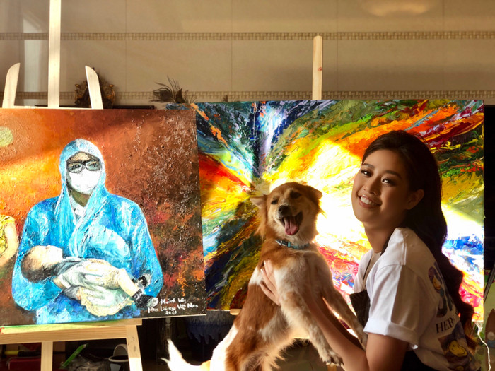 Xúc động trước bức ảnh ý nghĩa hoa hậu Khánh Vân cùng bố vẽ tặng y - bác sĩ Việt Nam Ảnh 7