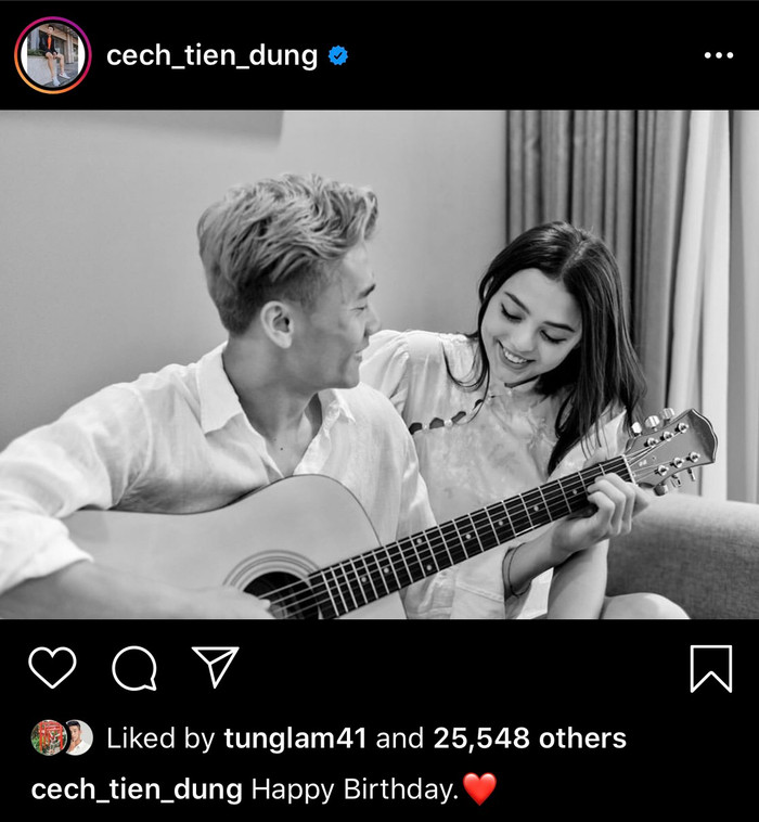 Bùi Tiến Dũng công khai đăng ảnh chụp chung với Dianka.