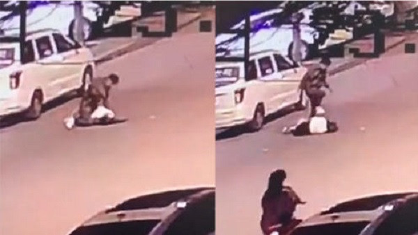 Hình hành hung bạn gái cũ dã man trên đường. 