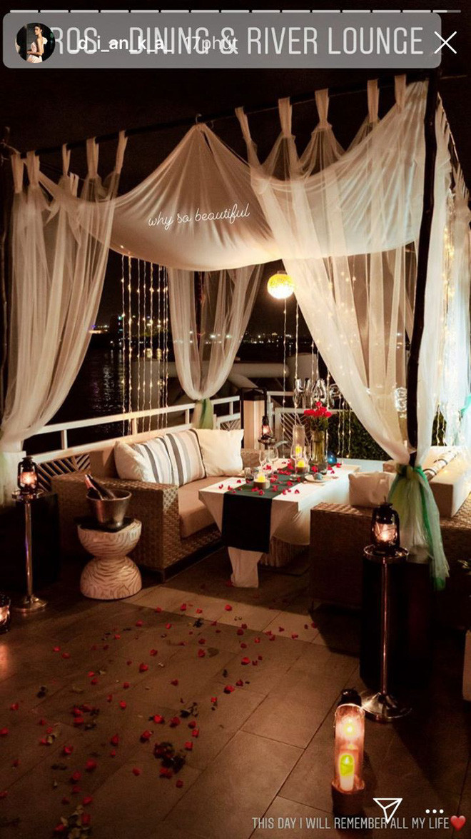 Không gian riêng lãng mạn được Bùi Tiến Dũng chuẩn bị cho Dianka mừng sinh nhật.