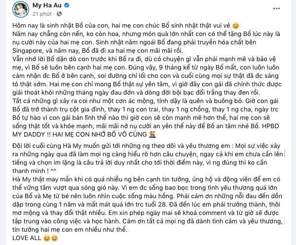 Xúc động tâm thư Âu Hà My gửi đến người bố đã khuất: 'Nhiều nỗi đau và mất mát đến cùng 1 năm' Ảnh 2