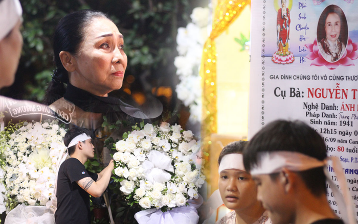 NSND Bạch Tuyết nghẹn ngào nước mắt, Đàm Vĩnh Hưng thành kính gửi hoa viếng nghệ sĩ Ánh Hoa Ảnh 2