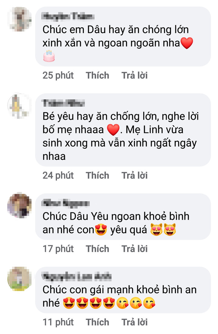 Người hâm mộ dành nhiều lời chúc cho bé Dâu Tây