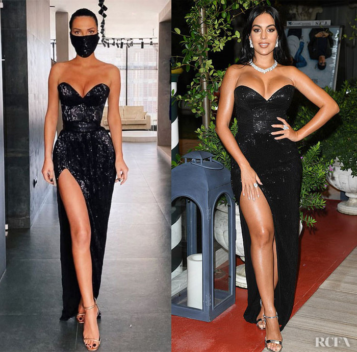 Có thể thấy vòng 1 quá khủng của nàng mẫu Georgina Rodriguez phần nào làm bộ váy mà cô mặc trông bị mất cân đối, thiết kế này nếu thân hình gọn gàng tí mặc lên sẽ rất đẹp