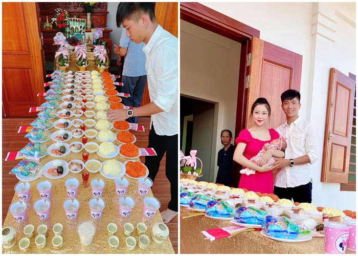 Phan Văn Đức tỉ mỉ chuẩn bị đồ cúng trong ngày đầy tháng của con gái