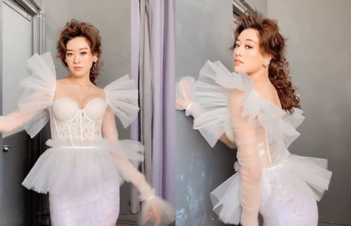 Đây cũng là một layout khác của Miss Universe Vietnam 2019 theo style 'công chúa' bánh bèo.