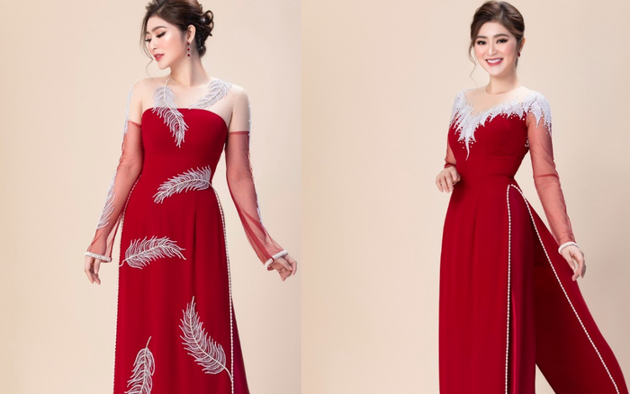 Giảm 12 kg, Thanh Trúc khoe nhan sắc rạng ngời trong tà áo dài đỏ rực Ảnh 2