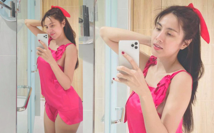 Thủy Tiên khoe vóc dáng 'gái 1 con' với đồ ngủ màu hồng, khẳng định chưa lấy chồng Ảnh 2