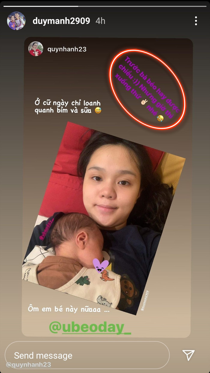 Quỳnh Anh than thở trong những ngày ở cữ còn Duy Mạnh thì ghẹo vợ là 'bà béo', hạng nhất rơi vào tay quý tử