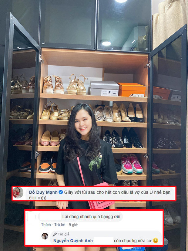 Mạnh 'gắt' chưa kịp khen vợ đã nhắc nhở giày và túi hiệu sang chảnh kia sau này sẽ để lại hết cho vợ của bé Ú.