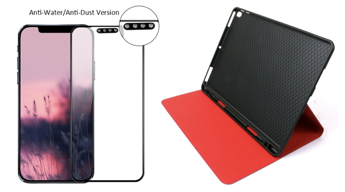 Shenzhen Rainbow cũng đã cung cấp hình ảnh về mặt kính cường lực mà công ty sản xuất cho iPhone 12 và bao cho mẫu iPad 10.8 inch. (Ảnh: Shenzhen Rainbow)