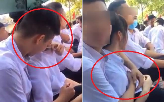 Cặp đôi học trò với những cử chỉ thân mật quá đà giữa sân trường ngày khai giảng khiến nhiều người ngao ngán Ảnh 2