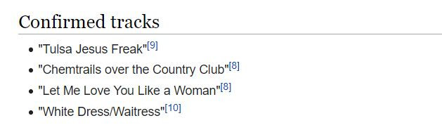 Một số ca khúc được xác nhận sẽ có mặt trong album sắp tới.