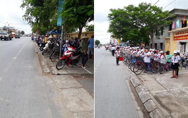 Phụ huynh Nam Định xếp hàng ngay ngắn khi đi đón con, hành động của các cô cậu học sinh khi tan trường cũng vô cùng đáng khen Ảnh 2