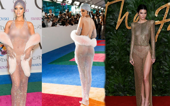 Rihanna & Kendall Jenner từng khiến fan bao lần đắm say với váy xuyên thấu đính đá pha lê xa xỉ Ảnh 2