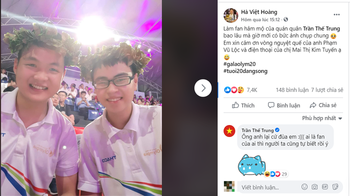 Bài đăng được Á quân Olympia 2017 - Hà Việt Hoàng chia sẻ trên trang facebook cá nhân. Ảnh chụp màn hình
