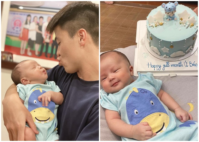 Khoảnh khắc đáng yêu của bố con Duy Mạnh