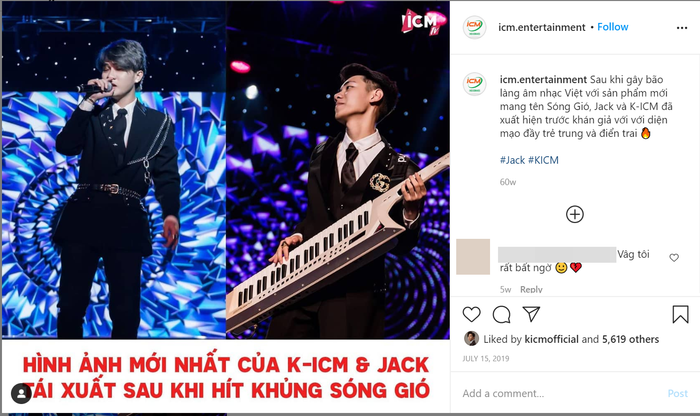 Tài khoản của ICM Entertainment đăng tài thông tin thời điểm Sóng gió vẫn đang 'gẫy bão'.