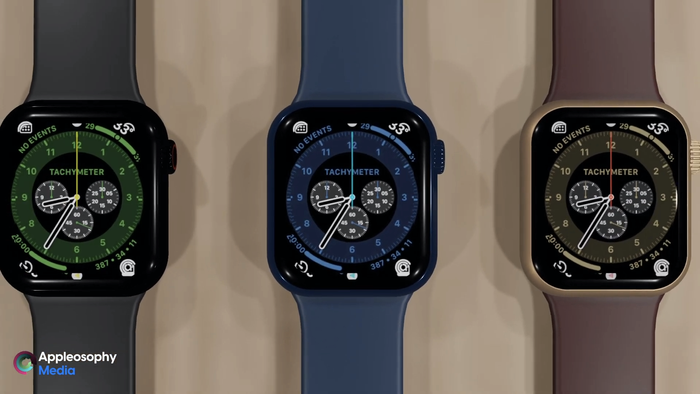 Cuối cùng, dòng Apple Watch Series 6 concept vẫn có thiết kế tương tự như Series 5, tương tự như một số tin đồn gần đây, đi kèm đó là 3 tuỳ chọn màu sắc vàng đồng, xanh navy và xanh lá. Nhiều nguồn tin cho rằng, Apple Watch thế hệ 6 sẽ có tính năng theo dõi nồng độ oxy trong máu. Bên cạnh Apple Watch Series 6, một số thông tin rò rỉ gần đây cho rằng Apple sẽ trình làng một phiên bản Apple Watch giá rẻ được làm mới từ Series 3. (Ảnh: Appleosophy)