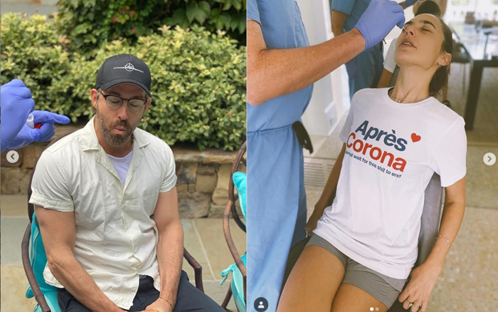 Biểu cảm hài hước của Ryan Reynolds và Gal Gadot khi bị kiểm tra COVID-19 Ảnh 2