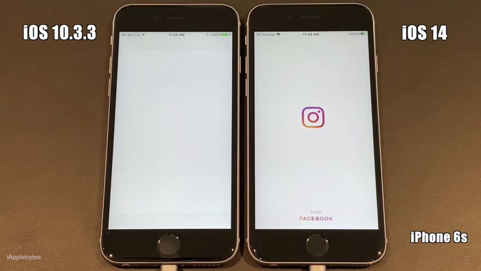 So sánh tốc độ giữa iOS 10.3.3 và iOS 14. (Ảnh: iAppleBytes)