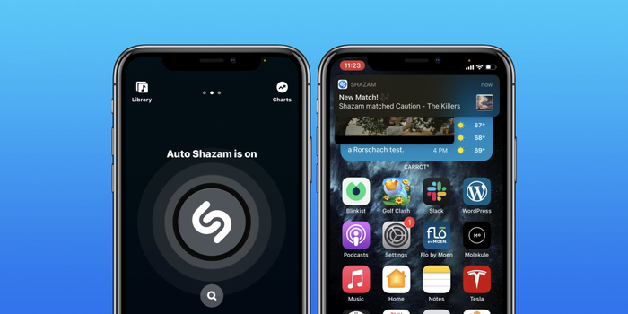 Tính năng mới này có tên gọi là 'Nhận dạng bài hát' - Music Recognition, và được Apple tích hợp ở phần 'Trung tâm điều khiển'. (Ảnh: Apple)