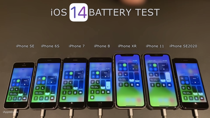 Để có kết quả khách quan nhất, iAppleBytes đã thực hiện bài so sánh trên 7 dòng iPhone khác nhau, gồm: iPhone SE 2016, iPhone 6s, iPhone 7, iPhone 8, &nbsp;iPhone XR, iPhone 11 và iPhone SE 2020. (Ảnh: iAppleBytes)