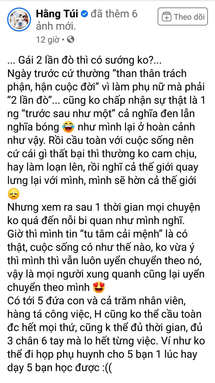 Hằng Túi chia sẻ về cuộc sống của người phụ nữ qua 2 lần đò