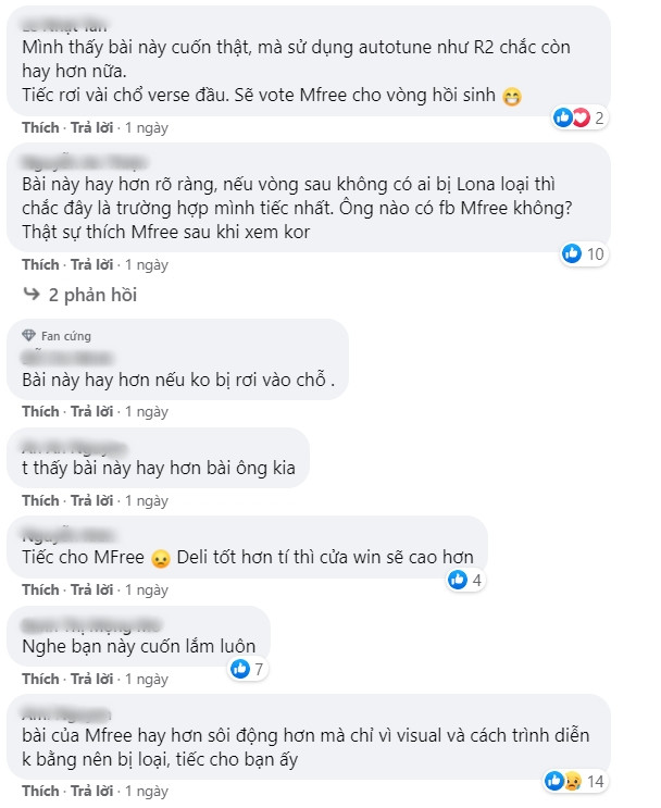 Fan tiếc nuối cho màn trình diễn của Mfree.
