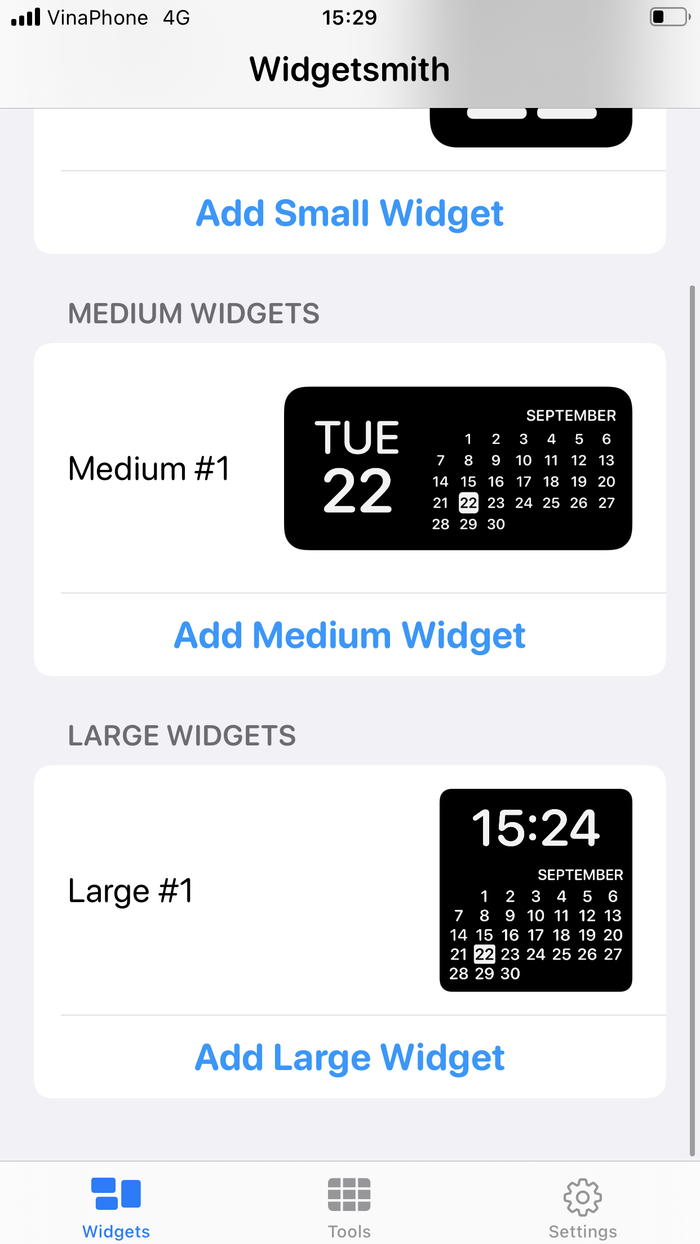 Bây giờ, để tạo widget cho giao diện iPhone thêm phần đẹp mắt, bạn hãy một kích cỡ widget mà mình yêu thích, ví dụ như Medium #1 để tiến hành chỉnh sửa.