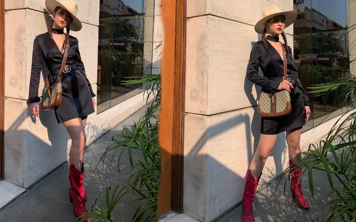 Chi Pu sành điệu với boots đỏ, hóa thành nữ cao bồi miền viễn Tây xinh đẹp Ảnh 2