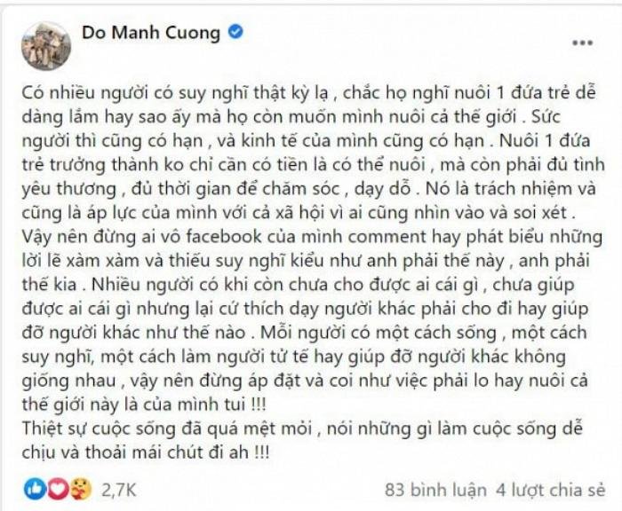 Được khuyên nên nhận thêm con nuôi, NTK Đỗ Mạnh Cường: Đừng áp đặt việc nuôi hay lo cho cả thế giới là của riêng tôi Ảnh 1